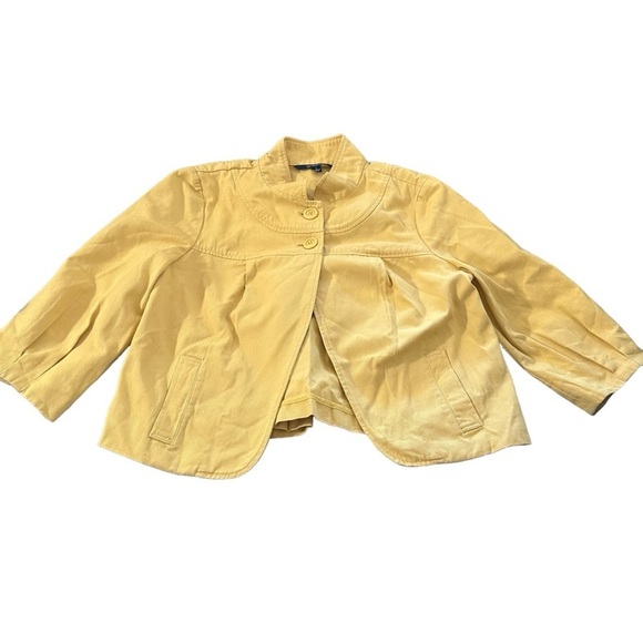 Chadwicks women's 2 button yellow cropped jacket with 3/4 sleeve - Picture 1 of 5